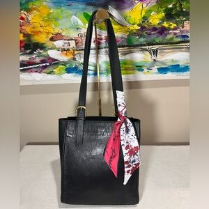 Hunt Club Vintage Y2K Black Shoulder Bag with Red Scarf Accent